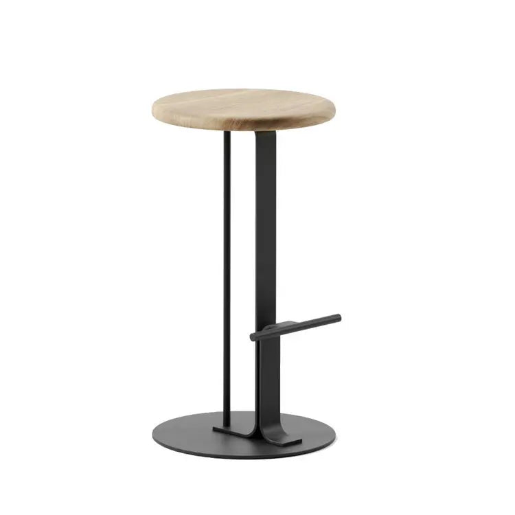 Modern Wooden Bar Stool with Leather Seat, High Counter Chair