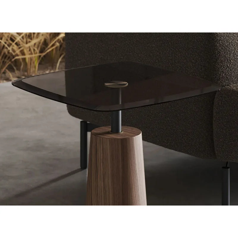 Luxury Modern Stained Glass Square Coffee Table Set with Golden Steel Frame