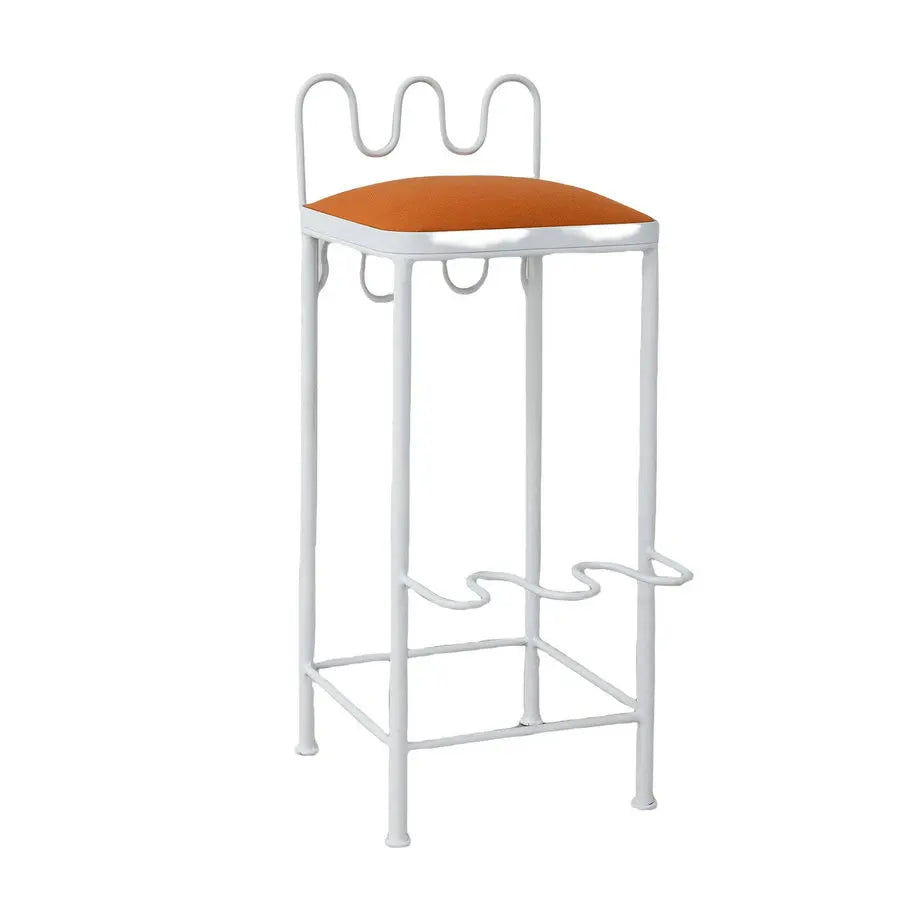 Elegant White Mid-Century Modern Counter Height Kitchen Island Bar Stool