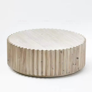 Elegant Reclaimed Pine Round Coffee Table for Modern Minimalist Living Rooms