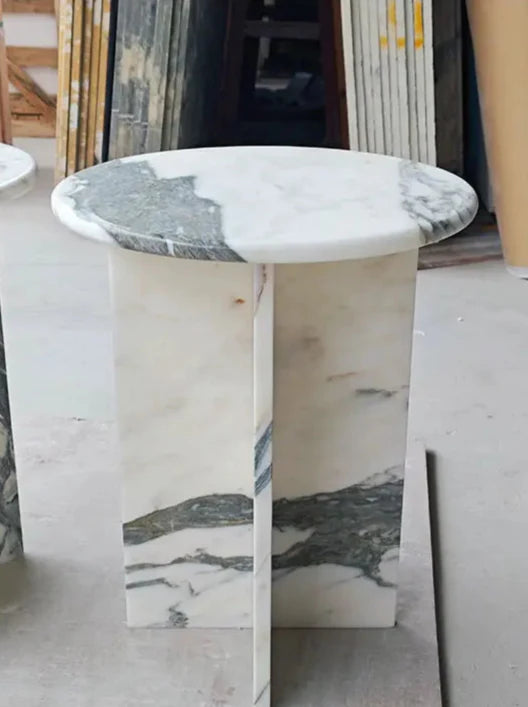 Tostone Luxury Arabescato White Marble Side Table Elegant Modern Living Room