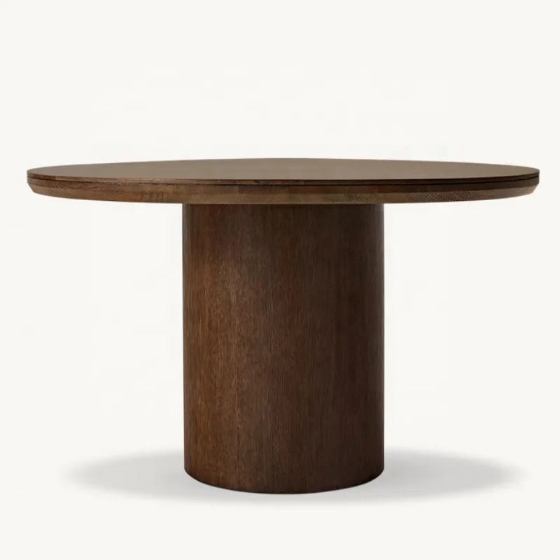 Elegant American Solid Wood Round Dining Table - Customizable for Home & Hotel