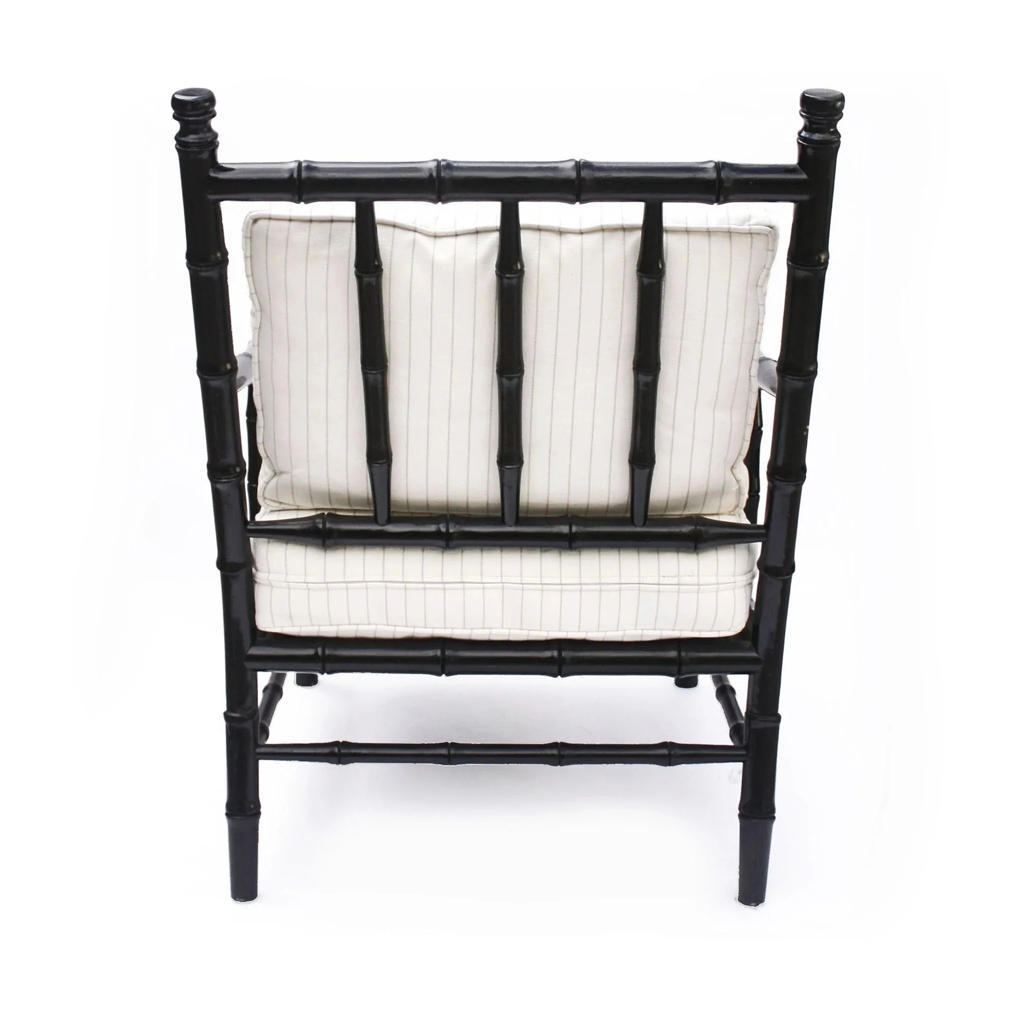 Elegant Bamboo Style Black Frame Lounge Chair with Plush Upholstered Cushions