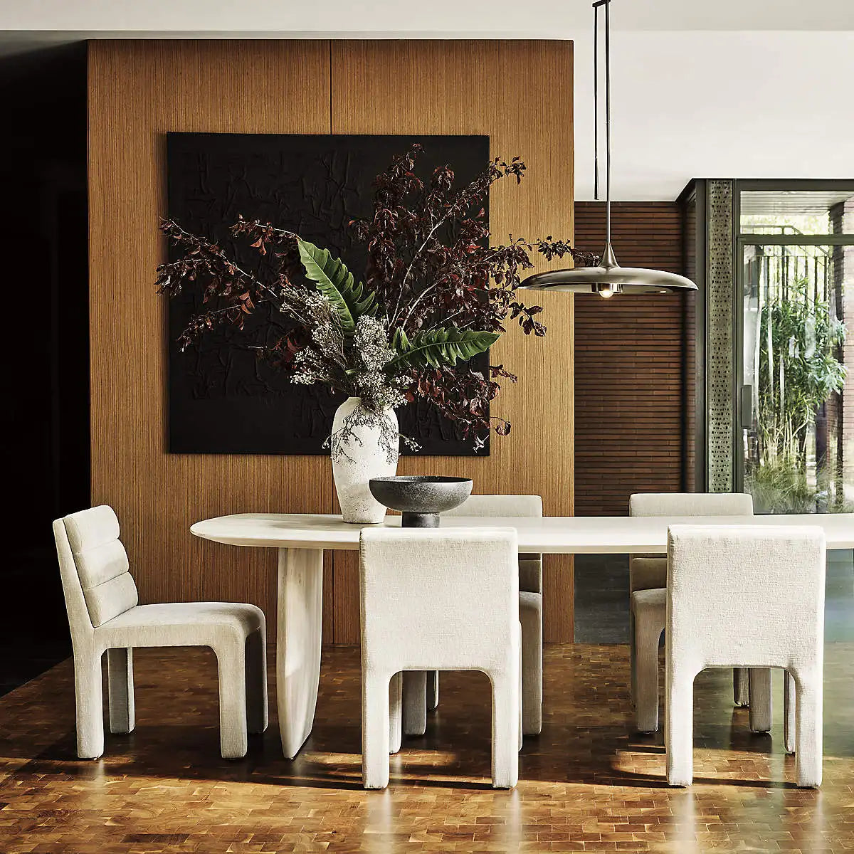 Chic Nordic Channel Tufted Velvet Dining Chair, Upholstered White, Modern Wood Frame