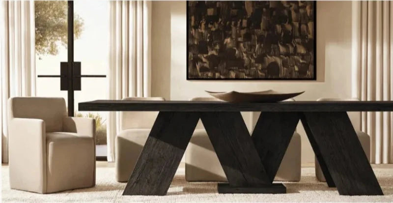 Classic Solid Wood Dining Table Set - Customizable for Home & Hotel