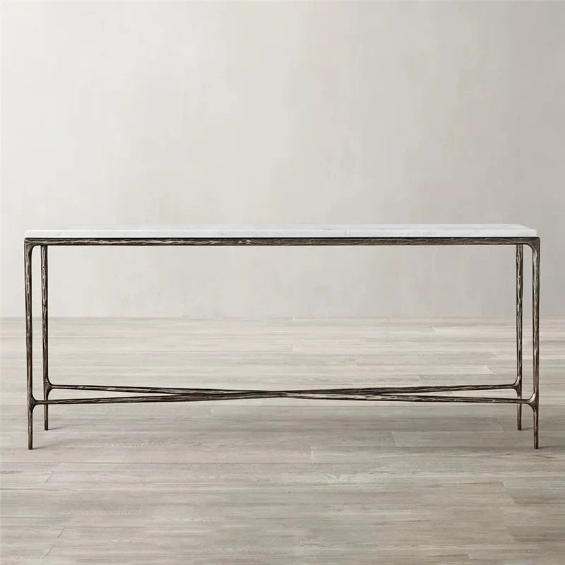 Customizable Modern Marble Top Side Table with Metal Legs for Home & Hotel