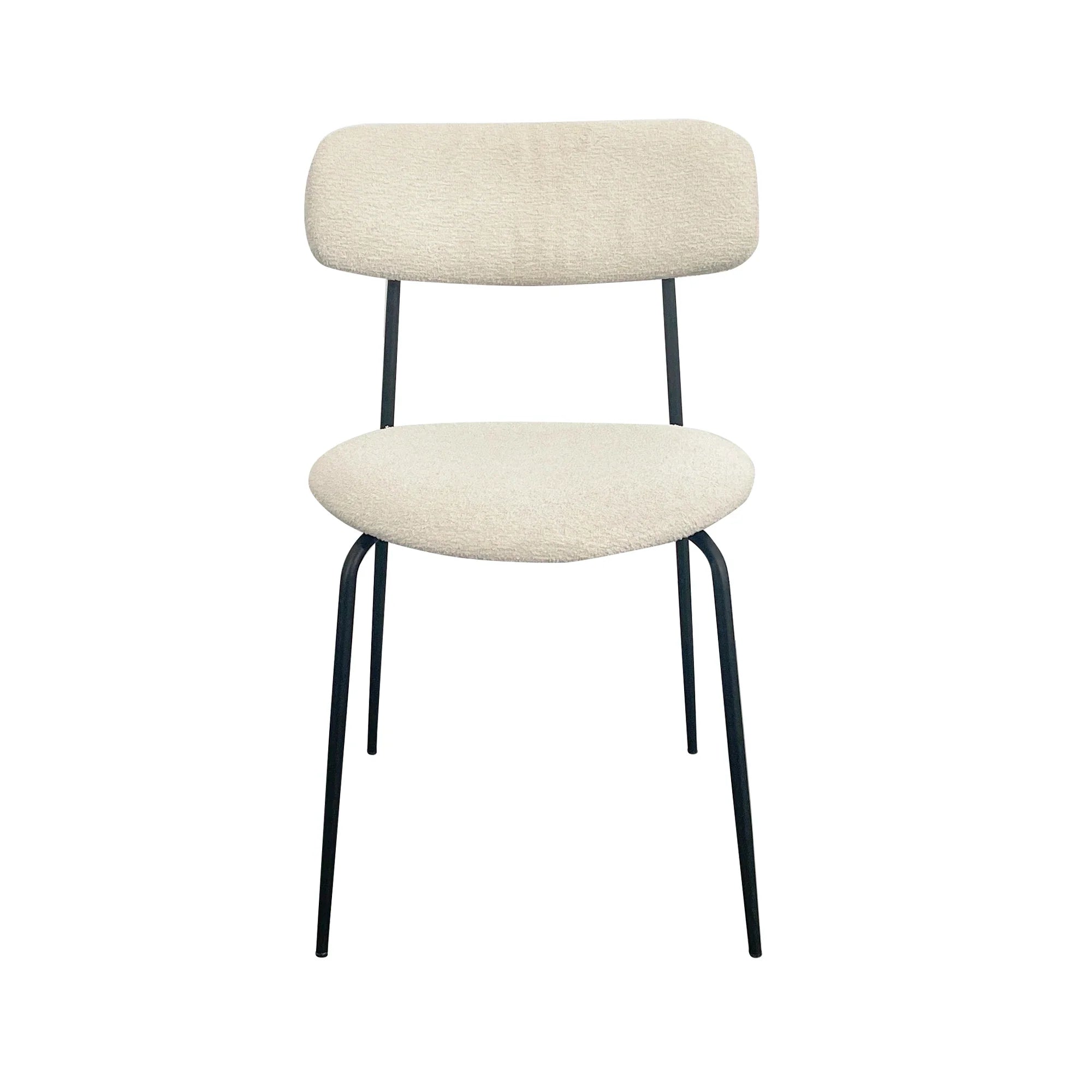 Chic Matte Black Metal Boucle Dining Chair: Modern Upholstered Side Seating