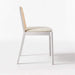 Chic Solid Oak Wood Rattan Armless Dining Chair with Boucle Seat