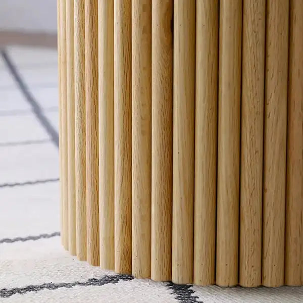 Elegant Fluted Barrel Oak Coffee Table with Storage for Modern Living Rooms