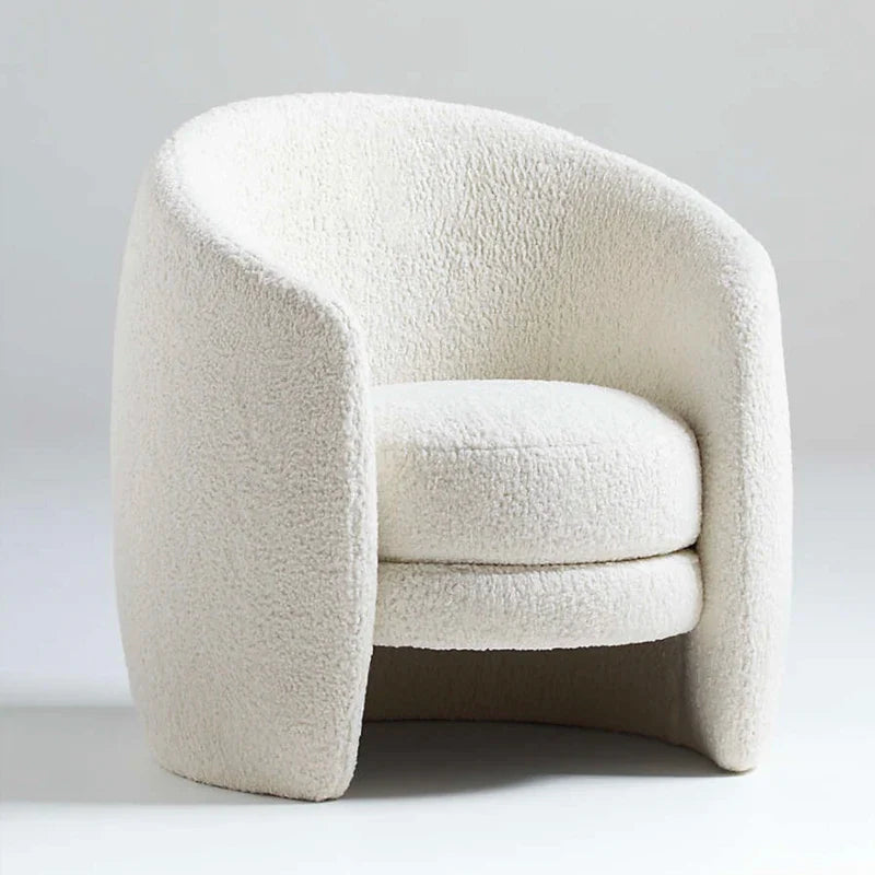 Luxurious Nordic Boucle Accent Chair Half-Round Shaped Armchair Modern Design