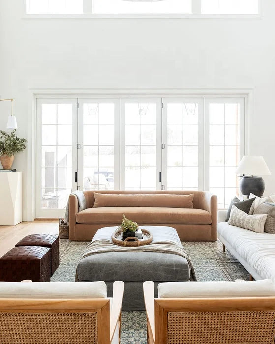 Modern Velvet Curved Sofa: Solid Wood Frame Living Room Couch