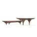 Elegant Nordic Nesting Black Travertine Marble & Walnut Wood Coffee Table