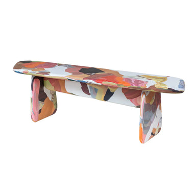 Vibrant Lacquer Fiberglass Coffee Table & Solid Wood Living Room Bench
