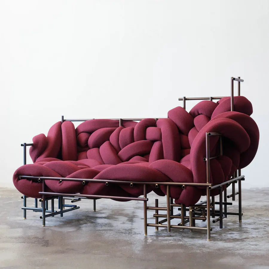 Modern Suede Woven Fabric 2-Seater Lounge Sofa for Commercial Spaces Furniture