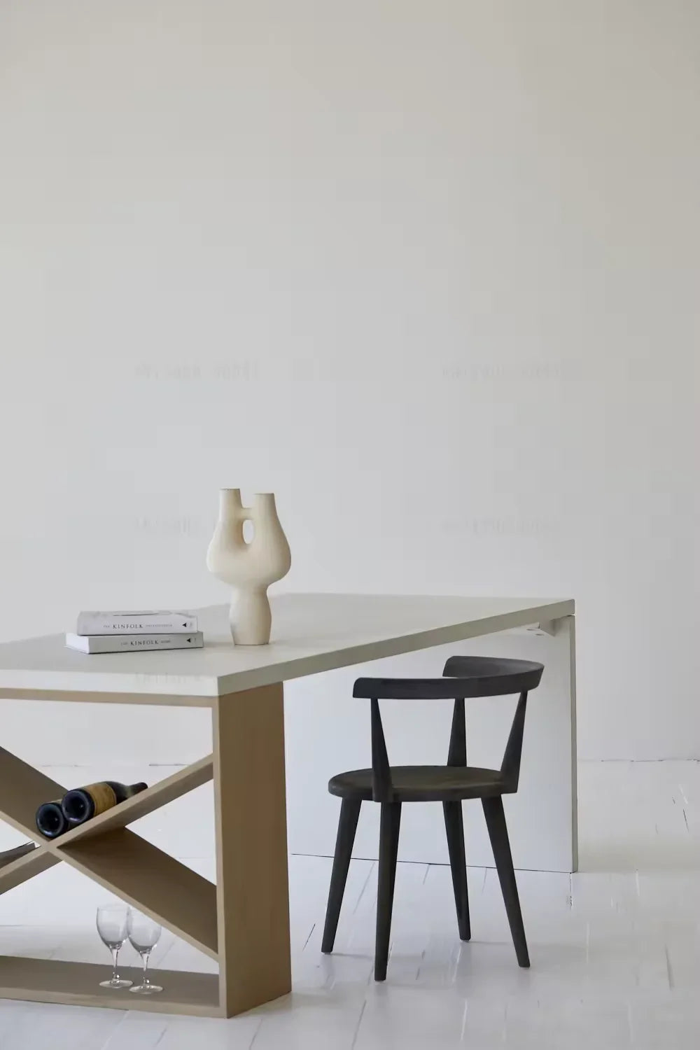Modern Nordic Rectangle Dining Table: Recycled Pine Wood Slab & Concrete Base