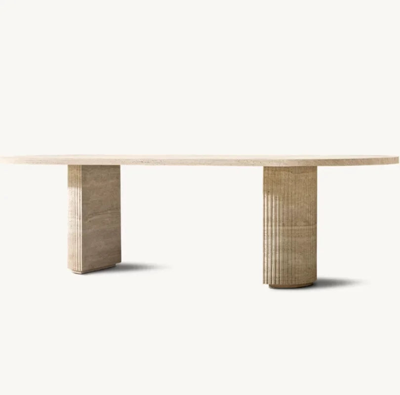 Luxury American Natural Stone Dining Table - Customizable for Villas, Clubs