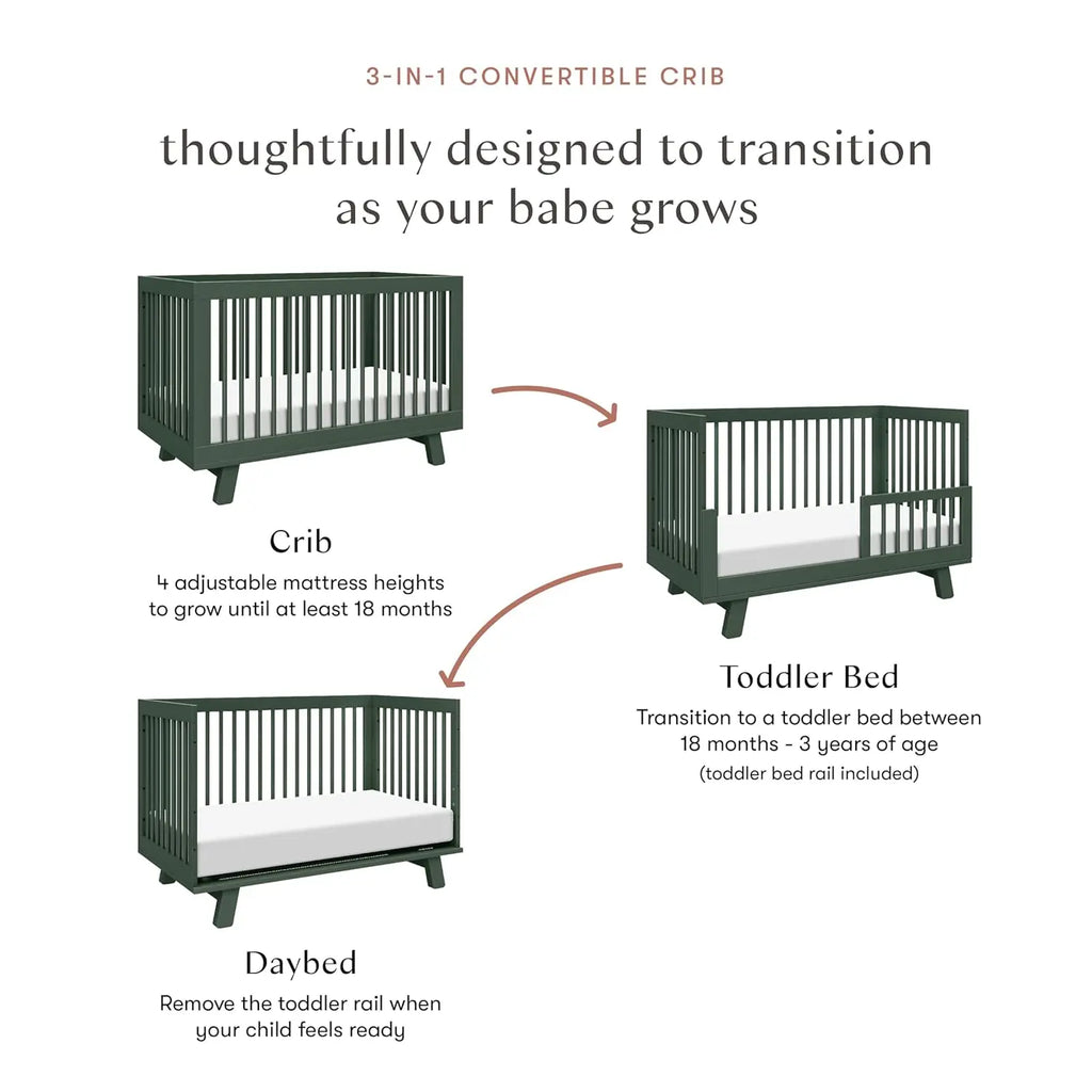 3-in-1 Convertible Baby Crib with 4 Adjustable Mattress Heights for Toddlers