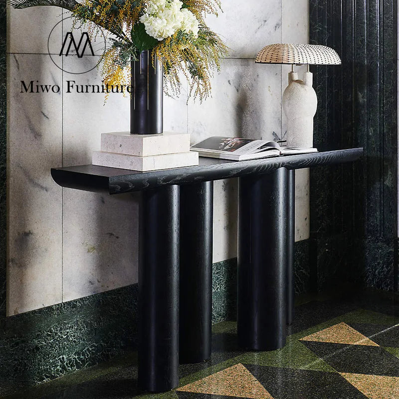 Luxury Modern Solid Wood Narrow Rectangle Entrance Hallway Console Table