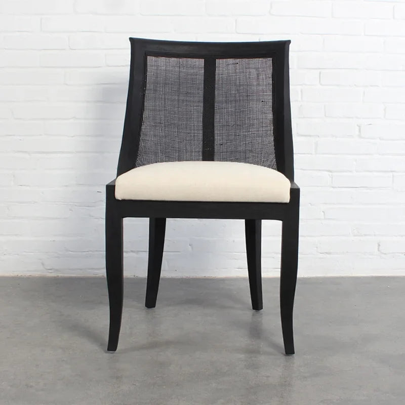 Solid Oak French Style Dining Chair with Rattan Cane Back