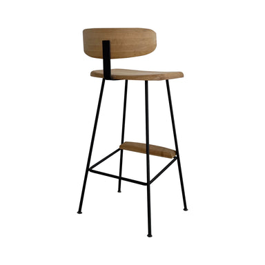 Modern Industrial Oak & Metal Counter Stool - High Bar Chair for Kitchen