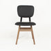 Industrial Modern Black Leather Dining Chair, Natural Oak Legs, Versatile Home Office