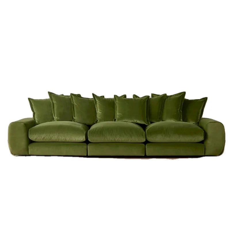 Luxury Modular Green Velvet Sofa, Modern Sectional Couch for Living Room