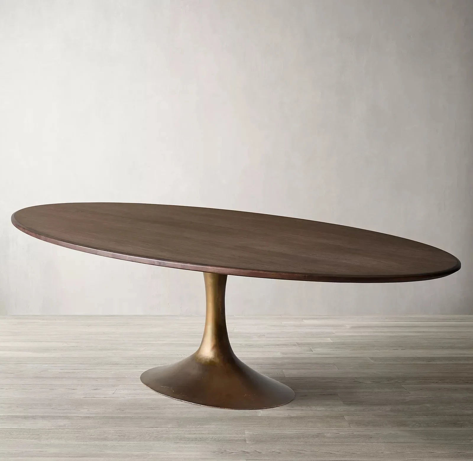 Elegant Brown Oval Wooden Dining Table - Customizable Solid Wood Furniture for Meals