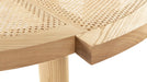 Chic Rattan & Oak Coffee Table - 6 Cane Inset Segments, Modern Living Room Centerpiece