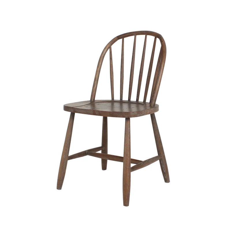 Solid Oak Armless Dining Side Chair - Scandinavian Modern Windsor Style