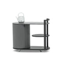 Modern Round Marble Coffee Table with Storage, Metal Frame Tea Table