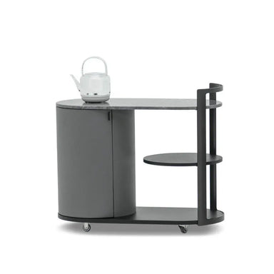 Modern Round Marble Coffee Table with Storage, Metal Frame Tea Table