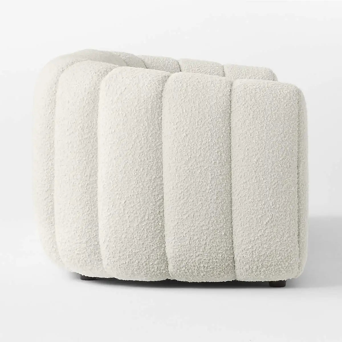 Channeled White Boucle Sofa - Solid Wood Frame, Plush Living Room Couch