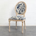 Elegant French Louis Round Back Dining Chair, Linen Upholstered Oak Frame