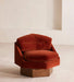 Luxurious Hexagonal Velvet Swivel Living Room Armchair with Solid Oak Base