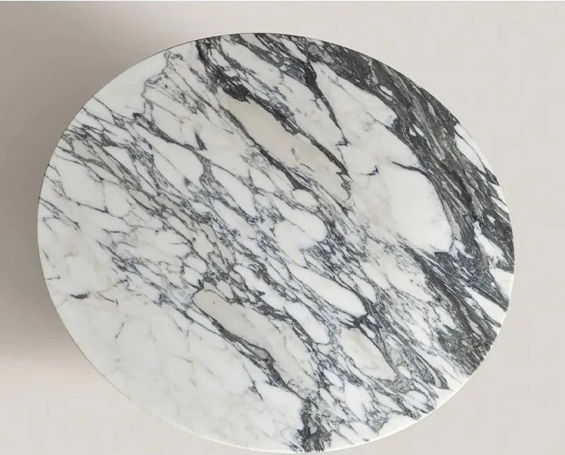 Elegant Arabescato White Marble Round Coffee Table for Modern Living Spaces