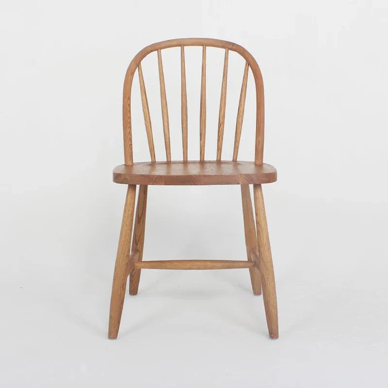 Solid Oak Armless Dining Side Chair - Scandinavian Modern Windsor Style
