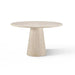 Sophisticated Beige Travertine Round Dining Table for Modern Kitchens and Homes
