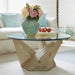 Luxury Contemporary European Round Glass Top Coffee Table with Durable Wood Base
