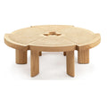 Chic Rattan & Oak Coffee Table - 6 Cane Inset Segments, Modern Living Room Centerpiece