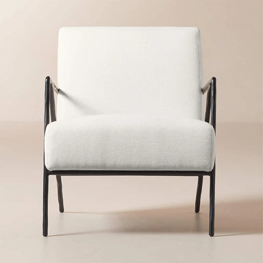 Modern White Occasional Chair Forged Metal Frame Living Room Accent