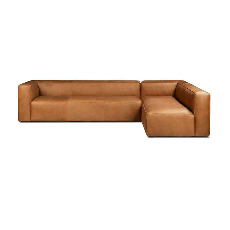 Italian Vintage Leather Corner Sectional Sofa Set, Modern Daybed Modular Couch