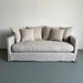 Modern White Linen Fabric Sofa Couch with Pillows - Living Room Furniture
