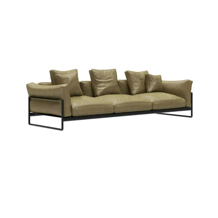 Luxurious Italian White Genuine Leather Modern 3-Seater Sectional Sofa Set