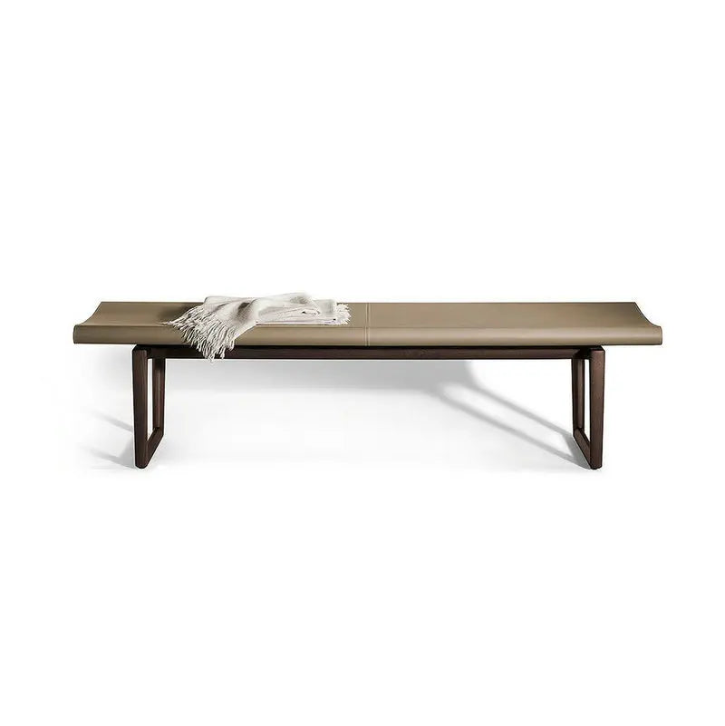 Elegant Retro Saddle Leather Bench Ottoman, Heavy-Duty Long Stool for Hallway Living Room