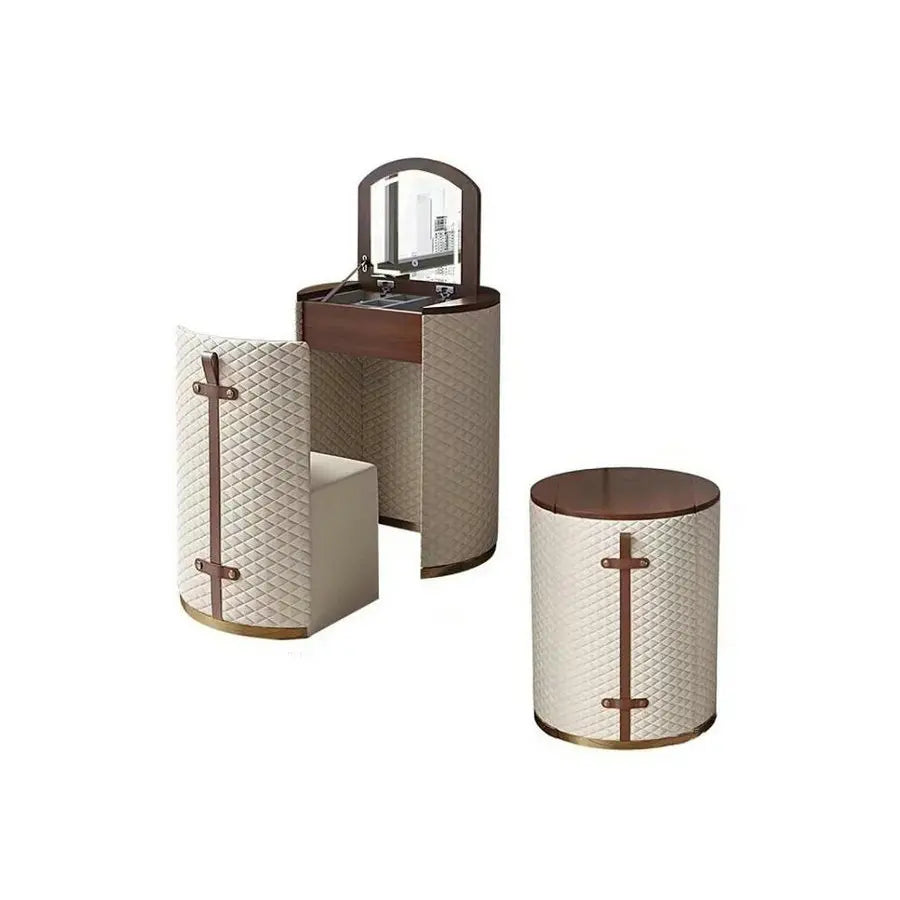 Elegant Velvet Upholstered Vanity Desk, Dresser, Mirror & Chair Set