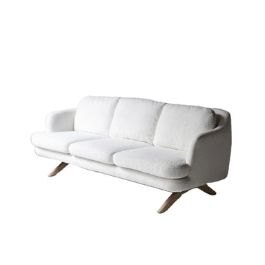 Chic White Boucle Nordic Sofa Modern Wooden Frame Living Room Furniture