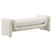 Chic Black Boucle Curved Bench Stool - Modern Wooden Accent Seating