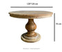 Classic Solid Oak Wood Round Dining Table - Small, Sturdy, Farmhouse Style