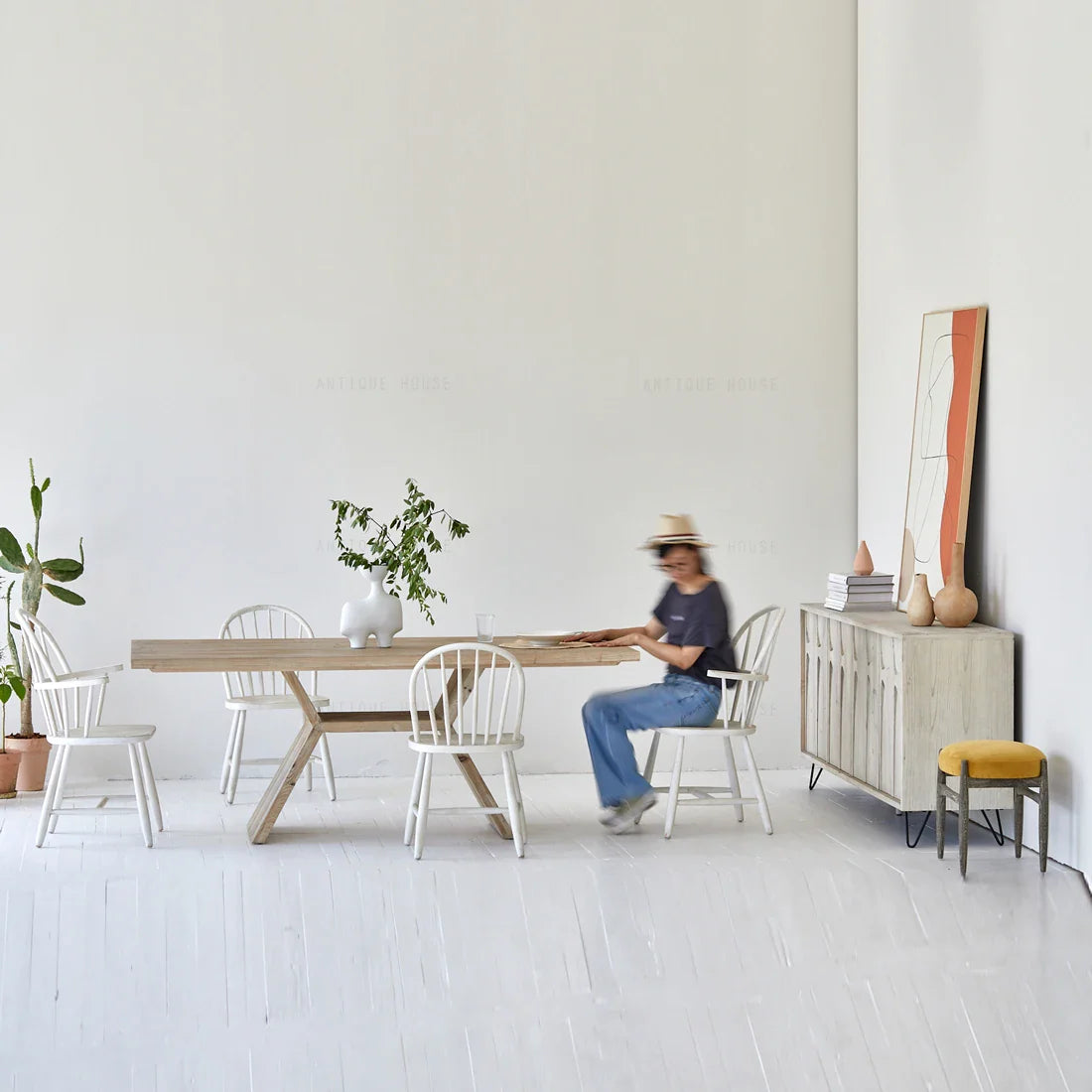 Timeless Rustic Recycled Pine Dining Table: Wabi Sabi Inspired 6-Seater Wood