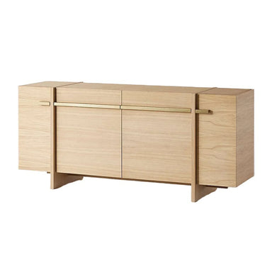 Elegant Natural Oak Gold Metal Frame Sideboard Buffet with Drawers Storage Cabinet